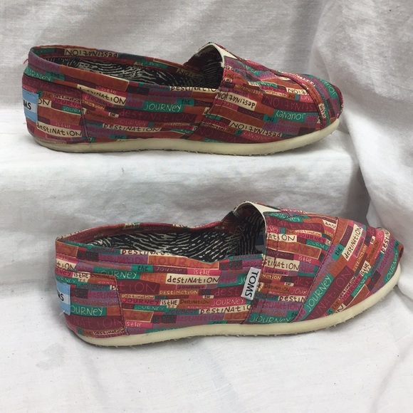 TOMS Colorful Classic Canvas Slip On Flats Size 7 - Picture 3 of 8